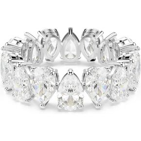Swarovski Matrix Vittore ring, Pear cut, Clear, Silver-tone finish, Size 6 3/4
