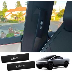 Car Seat Belt Covers for Cybertruck Interior Accessories Seat Belt Cushion Strap Shoulder Pad for Tesla Model Y/3/S/X and Any Car and Backpack (2Pcs-Black)