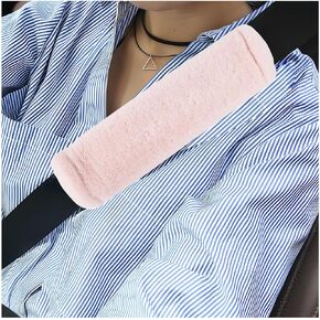 Mandark 1Pair Car Seat Belt Cover, Soft Fuzzy Automotive Seatbelt Pad for More Comfortable Driving, Safety Belt Neck Shoulder Strap Cushion Protector, Universal Vehicle Accessories (Light Pink)