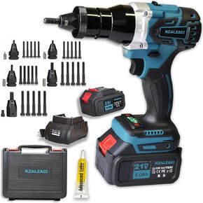 Cordless Rivet Nut Tool, Battery Powered Rivet Nut Gun for Metric Nutserts M4-M5-M6-M8-M10, Auto/Manual Nut Riveting, Memory Function, 5.0Ah Battery