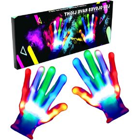 قفازات LED قوس قزح Cool Kids Toys 3-6 ، 7-11 سنة للشباب البالغين تضيء القفازات عيد ميلاد عيد ميلاد عيد الفصح (زوج واحد) (متوسط)