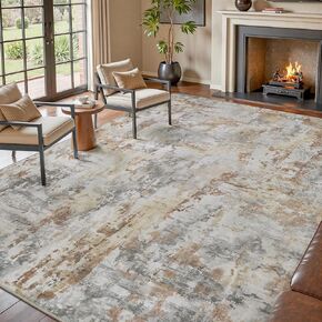 tchido Area Rug 5x7 Rugs for Living Room- Abstract Soft Living Room Rug-Non Slip Carpet-Machine Washable Rug for Bedroom Dining Room Home Office Modern Rugs Light Grey/Brown/Beige