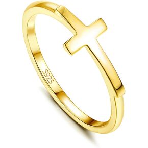 18K Gold Plated Cross Ring 925 Sterling Silver Rings Wedding Band for Women Cubic Zirconia Jewelry Promise Bands Gold Rings for Her Trendy CZ Accessories Statement Rings Size 6 to 10 in Kuwait