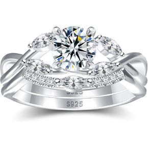 خواتم الخطبة مويسانيت للنساء ، 1CT D Color VVS1 Clarity Lab ، خاتم زفاف مويسانيت 925 الجنيه الفضية الصلبة الصلبة خواتم مويسانيت زفاف مويسانيت للنساء