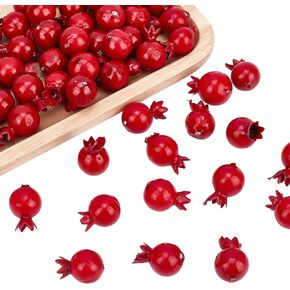CHGCRAFT 50Pcs Mini 0.79 Inch Artificial Pomegranate Realistic Fake Fruit Lifelike Apple Simulation Foam Pomegranate for Floral Arrangements Halloween Christmas Home Kichen Display Decor