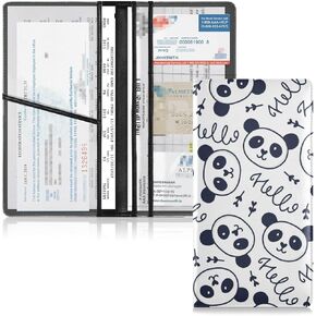 xigua Panda Car Registration and Insurance Holder Premium Pu Leather Vehicle Glove Box Organizer, Vehicle Card Document Glove Wallet Accessories Case