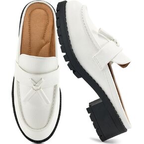 Ablanczoom Mules for Women Dressy Comfortable: Slip On Backless Womens Mules Platform Chunky Loafers for Work Office Business