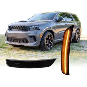 USR 21-25 D6U SUV Side Marker Light – Front Smoked Parking Lamps (Left + Right) Pair - Compatible with 2021-2025 Dodge Durango All Models such as SXT, GT, R/T, SRT 392 (SMOKE LENS w/WHITE LED)