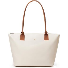 KALIDI FANCY FOREST Tote Bag for Women Nylon Top-Handle Purse,Shoulder Bag with Zipper Leisure Foldable Weekend Hobo Handbag Beige