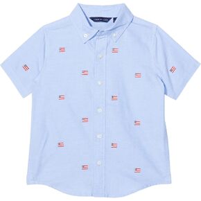 Janie and Jack Boy's Flag Embroidered Oxford Button-Up (Toddler/Little Kids/Big Kids)