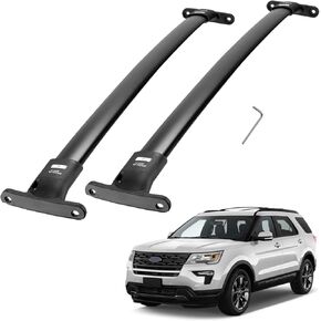 قضبان الصليب الصليب Joytutus Rack Cross متوافقة مع Ford Explorer 2016 2017 2018 مع Rails الجانبية ، واستبدال أشرطة الألومنيوم لصالح Cargo Carger Carrier Luggage Canoe Canoe