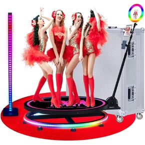 ZANOGI 360 Photo Booth Machine with Software for Parties,360 Slow Motion Camera Booth with Deluxe Suit and Custom Logo,Controlled by Remote Or App (45.2"/115cm，Black Flight Case) in Kuwait