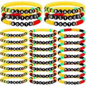 Sasylvia 24 PCS أساور Junete11 Happy Braclets Bulk Happy Junetesth Day Party Favors قابلة للتكديس الأساور المخرمة من أجل الحرية يوم الأسود الإفريقي الحزب العطلة العطلة