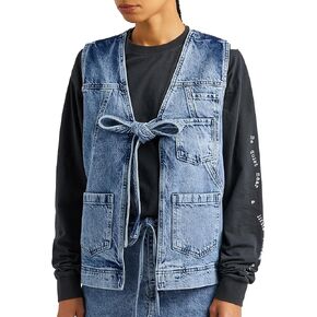 Kedera Women's Oversized Denim Vest Tie Front Jean Vest Top Sleeveless Denim Jacket Casual Lightweight Vest Trendy 2025