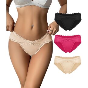Avidlove Womens Underwear Cotton Panties Cheeky Bikini Underpanties Lace Stretch Hipster Briefs Multipack