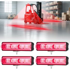 LED Forklift Safety Light Red للسيارات المصحوبة على AGV الآلية ، شاحنة الرافعة الشوكية ، المصعد الصناعي ، سلامة المستودعات ، IP66 مقاوم للماء ، مساكن الألومنيوم - 4 حزمة