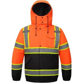 هوديي عالية الرؤية للرجال عاكس السلامة سترة السوستة رجال/نساء البناء السلامة السلامة السلامة السلامة المعزولة in Kuwait