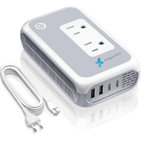 220V to 110V Voltage Converter, Mapambo Voltage Conterver US to Europe, Step Down Converter for Curling Iron, Straightener-2 AC Sockets with 2 USB-A & 2 USB-C Ports