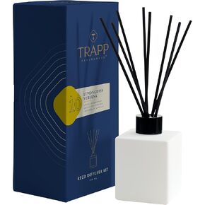 Trapp - No. 10 Lemongrass Verbena - Reed Diffuser Kit - Includes Set of Reeds, Scented Diffuser Oil (4 oz.), Vase - Lasting Scent Notes of Asian Lemongrass, Brazilian Verbena, and Indonesian Vanilla