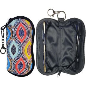 Soft Eyeglasses Case Double Eyeglasses Case,Zippered&Keychain,Unique‌ Stylish‌ Cute Portable for Travel Outdoors