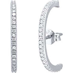 CZ Suppender Cuff Stud arrings Wrap Earlobe Silver Post Cubic Zirconia المجوهرات الحد الأدنى للنساء