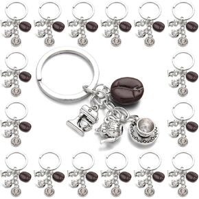 Phaeton 20pcs Coffee Bean keychain عشاق القهوة هدية قهوة عاشق مفاتيح الحزب لصالح مكافأة القهوة محبي التخرج باريستا هدايا القهوة ذات طابع القهوة