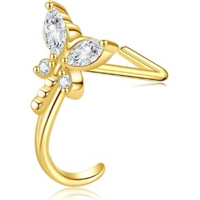 14 كيلو الذهب أنف هوب مسمار 20g فراشة/ديزي أنف حلقة مسمار 14K الذهب الحقيقي ديزي/الفراشة هدايا المجوهرات الثقب للنساء