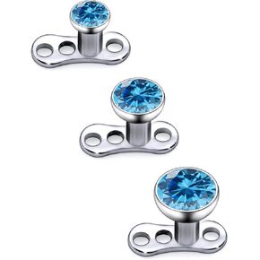 Ruifan ASTM F136 Titanium الجلد الثقوب المجوهرات 16G مرصعة بالكرس المكعب الزركونيا المرساة أعلى 2 مم 3 مم 4 ملم قاعدة تيتانيوم جوهر الثقب للنساء الرجال