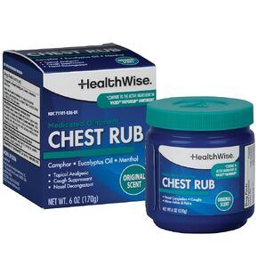 HealthWise Medicated Chest Rub | Cough suppressant | Relieves Nasal Congestion | Relieves Minor Aches and Pains | 6 oz. Jar | Eucalyptus, Menthol + Camphor