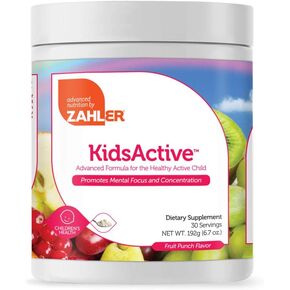 Zahler Kidsactive ، مسحوق صيغة تركيز الأطفال ، جميع مكملات الأطفال الطبيعية التي تدعم التركيز ، كوشير معتمد ، 30 حصة مسحوق النكهة فاكهة الفاكهة