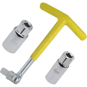 Spark Plug Socket Wrench Remover Installer Tool Kit Alloy Steel 360-Degree Rotation (T-Handle Universal Joint),16mm 21mm Socket.Yellow.