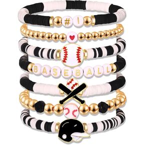 Baseball Bracelet for Women Game Day Bracelet Stack Red White Preppy Heishi Bracelets Sport Team Softball Baseball Mom Accessories Outfit Party Favors Gifts