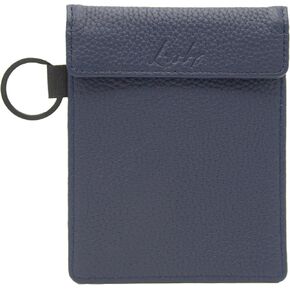 Signal Blocking Faraday Key Fob Case - Car Anti Theft Device Shields Against All Signal Types, Includes RFID Blocking & Leather Faraday Bag, RFID key fob protector (Navy)