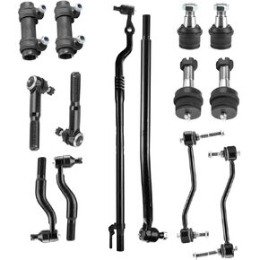 12pc Front Suspension Kit Fit for 2000-2005 Ford Excursion 2000-2004 F-250 F-350 Super Duty (All Models Only for 4WD, Not for RWD)with Ball Joints Outer Inner Tie Rod Ends Sway Bars Adjustment Sleeves