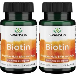 Swanson Biotin 5000 MCG 100 CAPS (2 Pack)