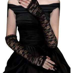 قفازات ذراع الدانتيل للنساء ، وأكمام الدانتيل الطويلة بدون إصبع لزفاف شاي شاي ، فستان خطوبة in Kuwait