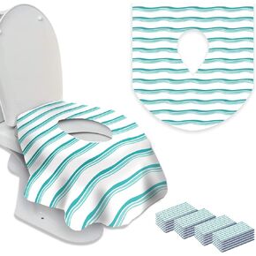 20 غطاء مقعد تواليت كبير جدًا للاستعمال مرة واحدة للأطفال والكبار - أغطية مراحيض للاستعمال مرة واحدة للسفر - بطانات غطاء مقعد تواليت للأطفال الصغار للتدريب على استخدام المرحاض - ملفوفة بشكل فردي - مقاومة للماء (أمواج وردية) in Kuwait