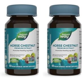 Nature's Way Horse Chestnut, Premium Extract, Promotes Healthy Leg Veins*, 250 mg per Serving, Vegan, 90 Capsules