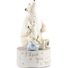 Handcrafted Polar Bear Music Figurine - I Love You to The Moon and Back Theme, Plays You are My Sunshine - Wind-Up Resin Collectible for Home Décor, Gifts for Parents, Kids, and Loved Ones
