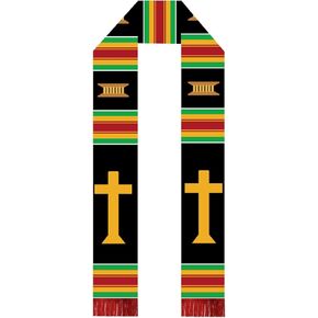 Black Grads Scarf African American Christian Graduation Stole Scarf with Red Tassels