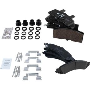 TRQ Brake Pads Ceramic Front & Rear Compatible with 2000 Chevrolet Tahoe