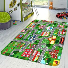 Kids Carpet Mat Rug, City Road Map Mat for Kids Cars, 5x7 FT, Educational Road Traffic Mat for Kids Bedroom, Nursery Room, Toddler Classroom, Area Rug for Preschool, Learn Safely