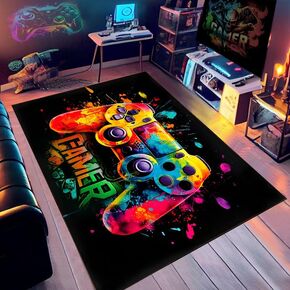 Gaming Rug for Boys Bedroom,Video Game Carpet with Gaming Theme Design,Gamer Rug for Room 36x24in