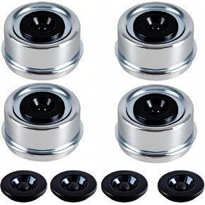 4 Pcs 2.44’’ Trailer Wheel Hub Cups Axle Grease Covers Trailer Wheel Bearing Dust Caps (Extra 4 Rubber Plugs) Compatible with Dexter EZ Lube Axle 5200 to 6000 lbs Axle