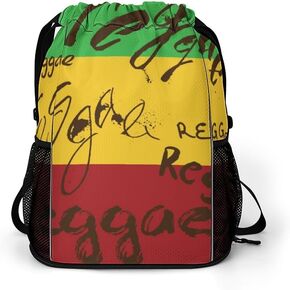 Drawstring Backpack Bag with Shoe Compartment Gym Sports Travel Dry And Wet Separation Light Jamaica Reggae(Jamaica)