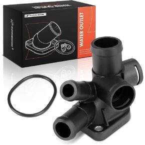A-Premium Engine Coolant Water Outlet Compatible with Select Volkswagen Models - Jetta 1993-1999, Passat 1995-1996, Golf 1993-1999, Cabrio 1995-2002 - Rear Side