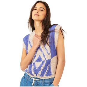 Free People Women's Diamonds For Days Vest, Blue Moon Combo, SM
