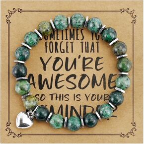VIBILIA Beaded Bracelets for Women, Inspirational Heart Bracelet for Women, Natural Gemstone Love Bracelets, Trendy Jewelry Gifts for Mom, Daughter, Wife, Sister, Friend Birthday Mother's Day