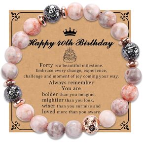 40th Birthday Gifts for Women Friend Wife Grandma Sister Natural Stone Bracelets for Her Bead Bracelet for Mom Coworker for 40 Years Old Woman