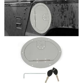 HECASA Locking Fuel Door Compatible with Humvee/Hummer H1 Any Model M998 M1123 M1045 M1167 M1042 M1035A2 Black Powder Coated Aluminum